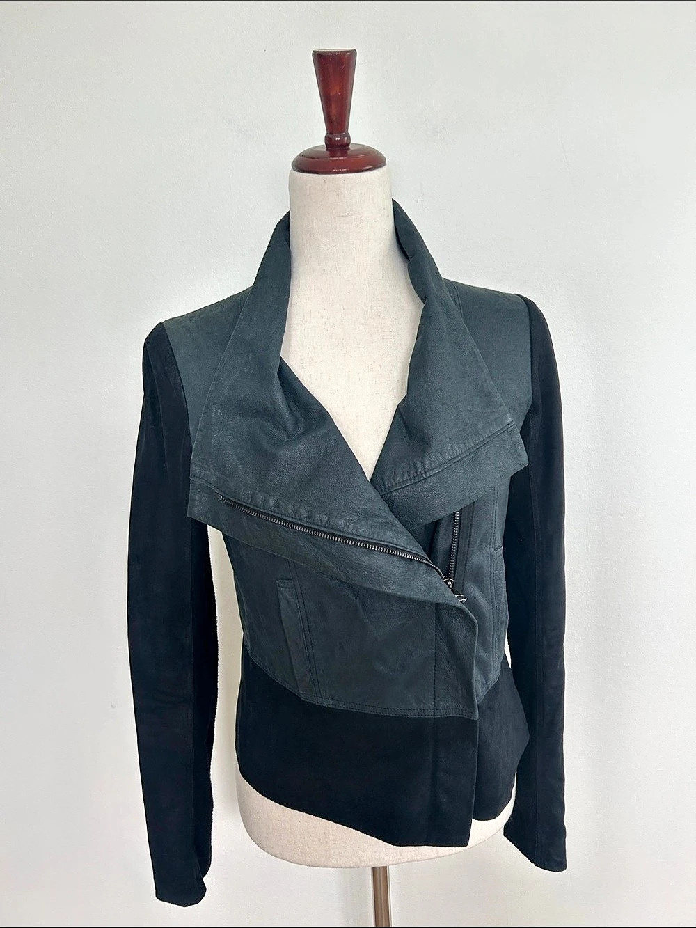 Vince Leather Asymmetrical Jacket in Black Size XS